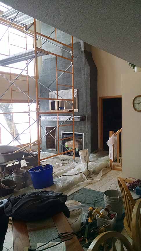 Fireplace construction progress